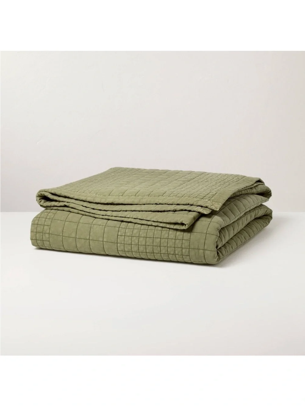 NWT King Grid Stitch Quilt Green - Hearth & Hand with Magnolia